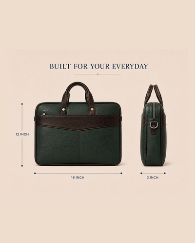 The Sterling — Green Genuine Leather Briefcase