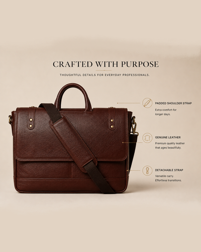 The Counsellor — Brown Genuine Leather Briefcase