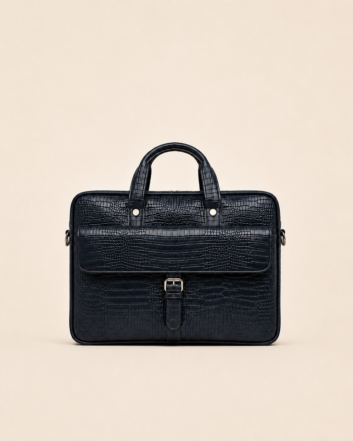 The Meridian — Midnight Navy Croc-Embossed Briefcase